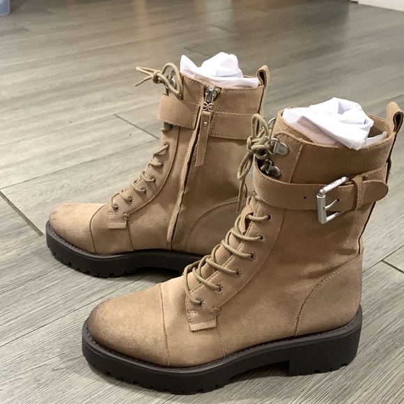 Sam Edelman Junip Lug Sole Combat Taupe Suede Boots size 7 - Picture 4 of 12